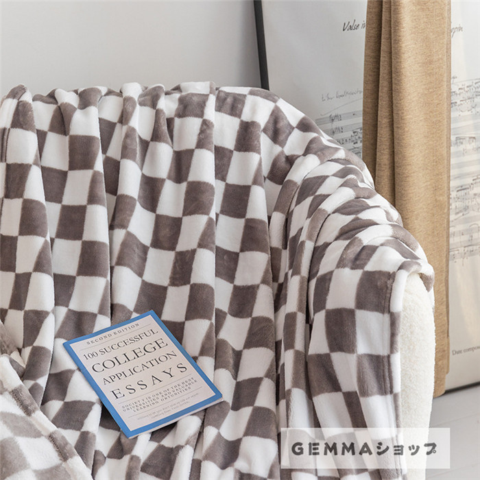 掛け毛布 ブランケット ひざ掛け お昼寝 シングル あたたかい 格子縞 もこもこ チェック柄 チェッカー柄 柔らかい 