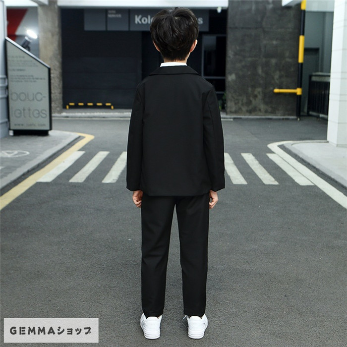 子供スーツ 男の子 3点セット フォーマルスーツ ジャケット シャツ パンツ 中小学生 卒業式 発表会 七五三 入学式 ブラック 