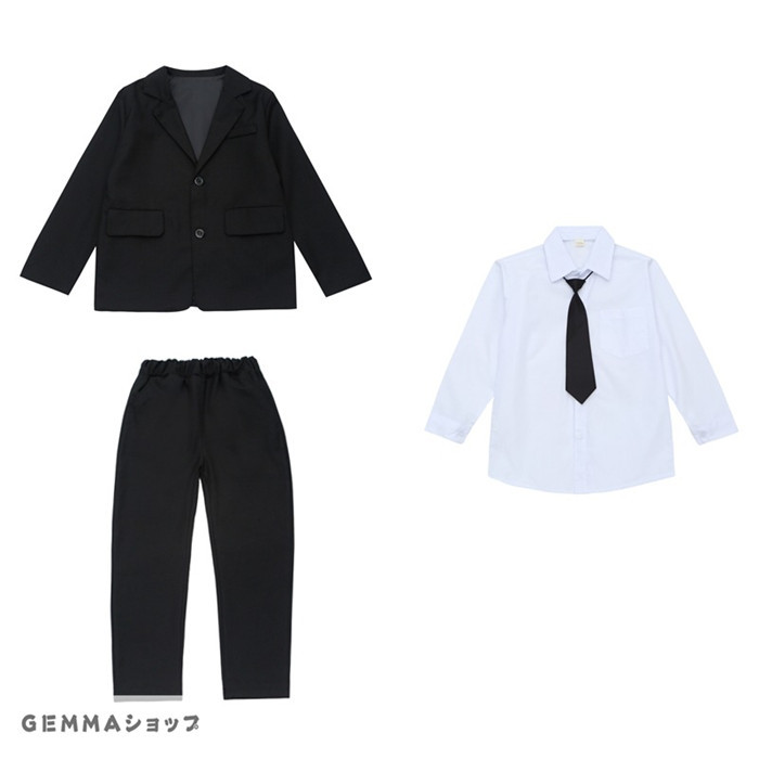 子供スーツ 男の子 3点セット フォーマルスーツ ジャケット シャツ パンツ 中小学生 卒業式 発表会 七五三 入学式 ブラック 