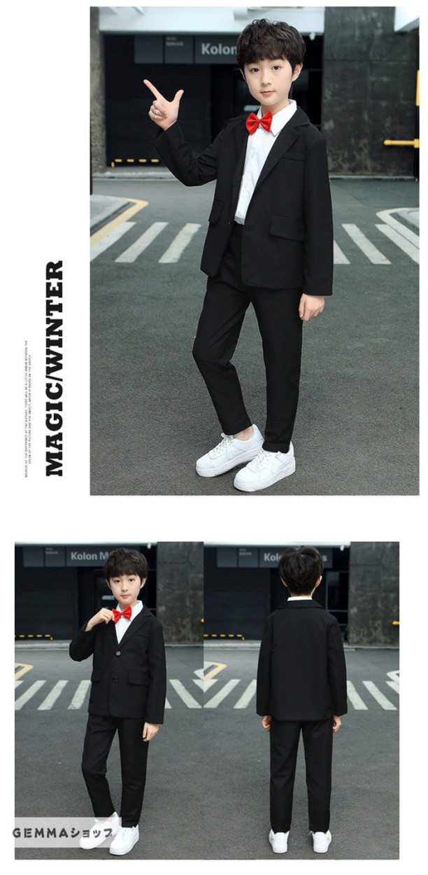 子供スーツ 男の子 3点セット フォーマルスーツ ジャケット シャツ パンツ 中小学生 卒業式 発表会 七五三 入学式 ブラック 