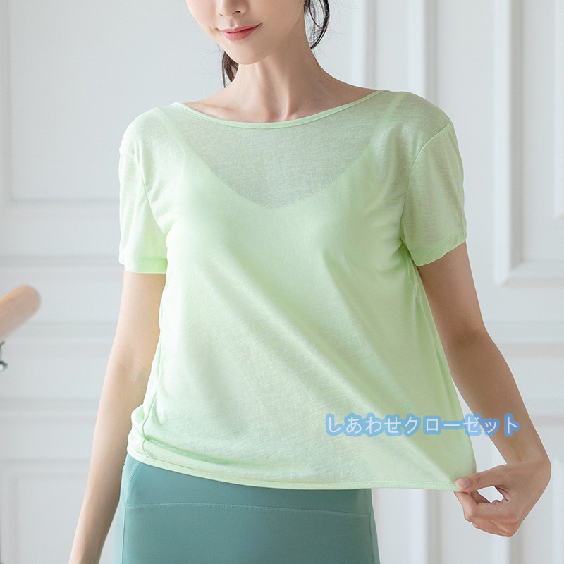 ヨガウェア レディース トップス 半袖 Tシャツ ホットヨガ フィットネス おしゃれ ランニングウェア 吸汗 かわいい スポーツウェア 速乾 