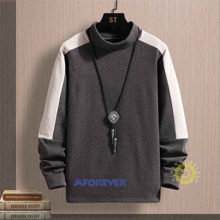 長袖Tシャツ メンズ Tシャツ プルオーバー モックネック おしゃれ 切り替え 冬服 トップス 秋服 韓国風 