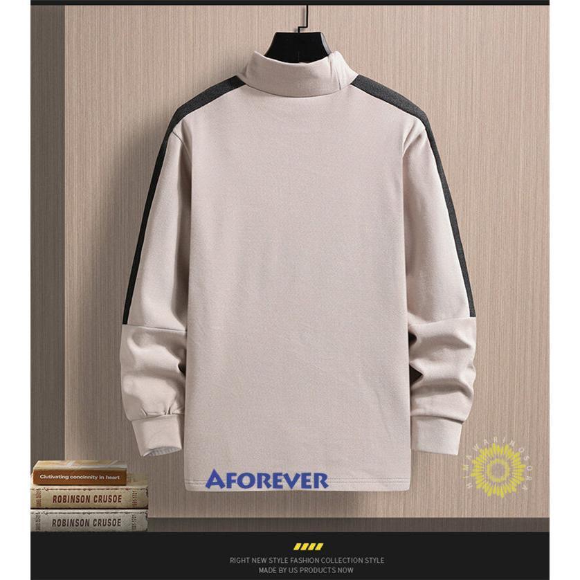 長袖Tシャツ メンズ Tシャツ プルオーバー モックネック おしゃれ 切り替え 冬服 トップス 秋服 韓国風 