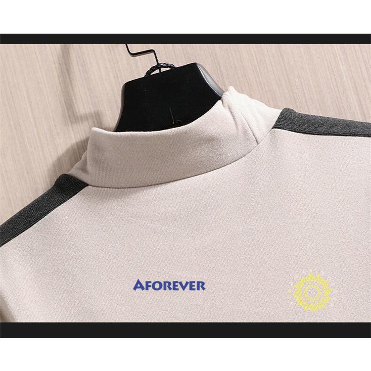 長袖Tシャツ メンズ Tシャツ プルオーバー モックネック おしゃれ 切り替え 冬服 トップス 秋服 韓国風 