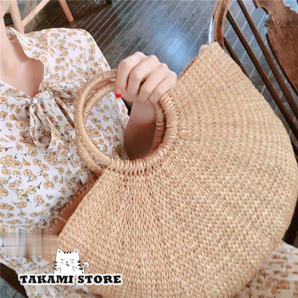 かごバッグ レディース 手提げバッグ ハンドバッグ トートバッグ バッグ 旅行 草編みバッグ 女性用 ビーチ 大容量 カバン 外出 軽量 海 多機能 鞄 森カール 