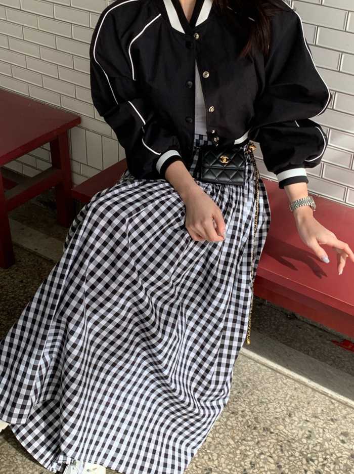 ロングスカート レディース マキシ丈 ロング丈 スカート ハイウエスト 秋 冬 チェック柄 ウエストゴム 無地 ボ体型カバー 