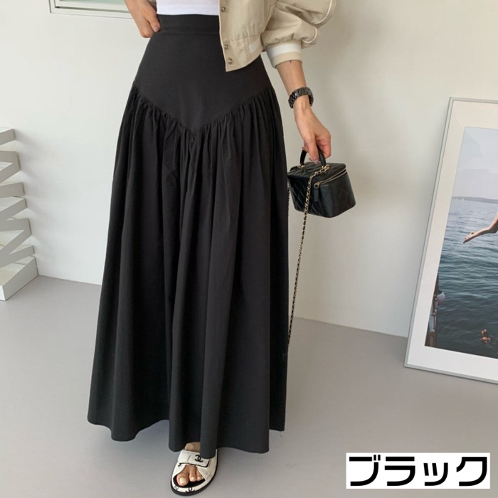 ロングスカート レディース マキシ丈 ロング丈 スカート ハイウエスト 秋 冬 チェック柄 ウエストゴム 無地 ボ体型カバー 