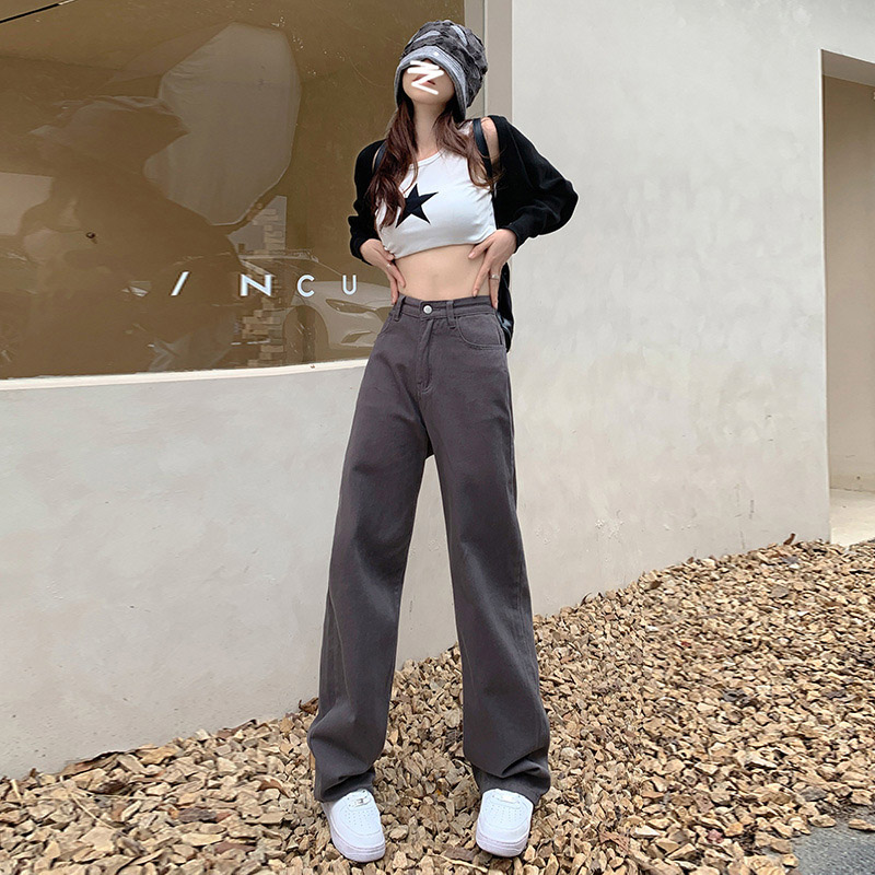 デニム レディース パンツ ストレート デニムパンツ ワイドパンツ ボゴムストレッチ 美脚 ハイウエスト 脚長 