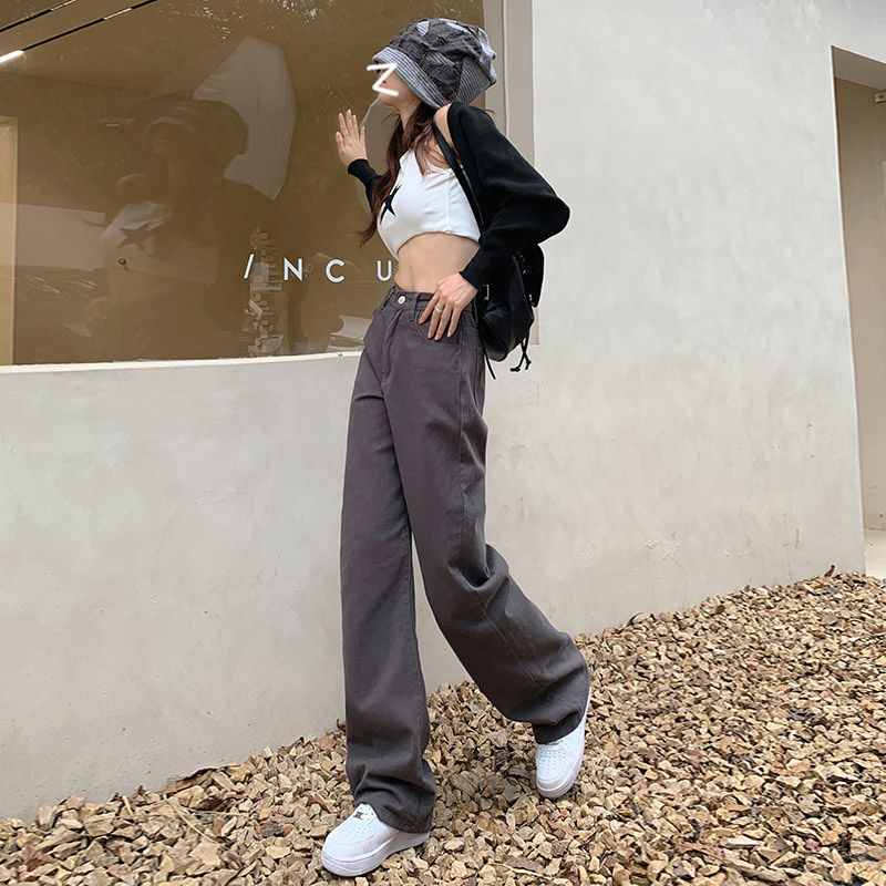 デニム レディース パンツ ストレート デニムパンツ ワイドパンツ ボゴムストレッチ 美脚 ハイウエスト 脚長 