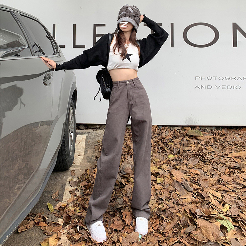 デニム レディース パンツ ストレート デニムパンツ ワイドパンツ ボゴムストレッチ 美脚 ハイウエスト 脚長 