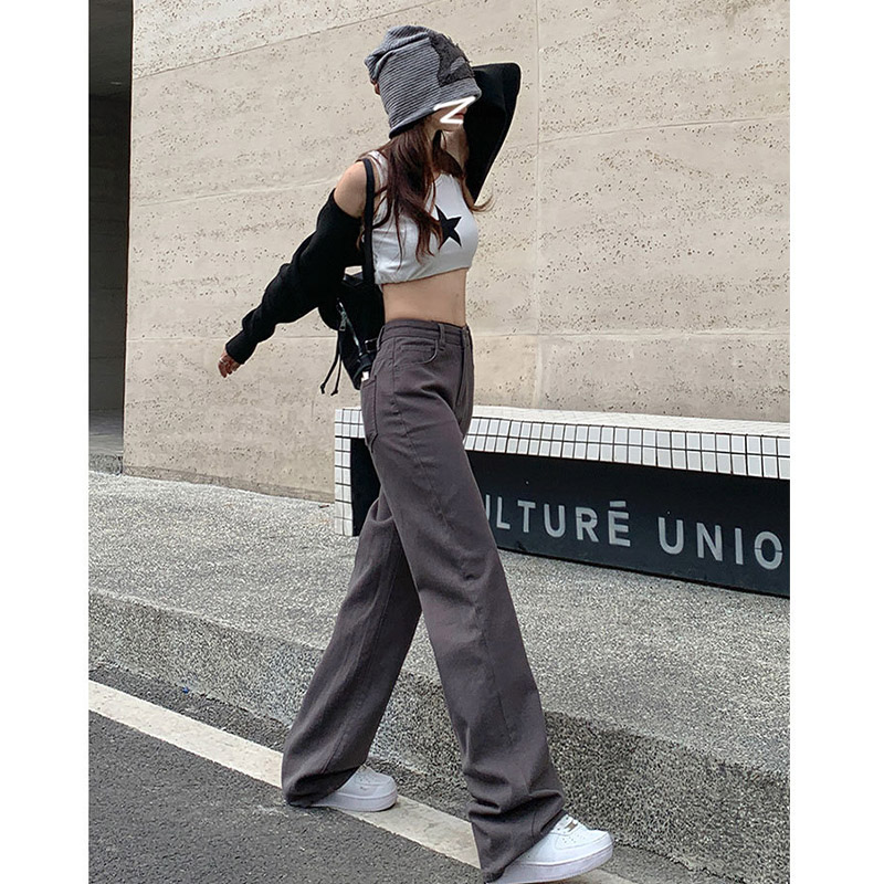 デニム レディース パンツ ストレート デニムパンツ ワイドパンツ ボゴムストレッチ 美脚 ハイウエスト 脚長 