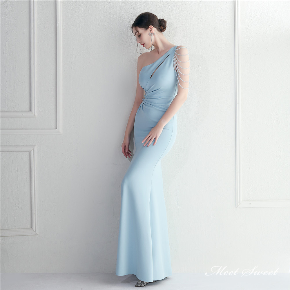 カラードレス マーメイドドレス パーティードレス ウェディングドレス ワンショルダー スリット ノースリーブ 演奏会 結婚式 ロングドレス 披露宴 二次会 発表会