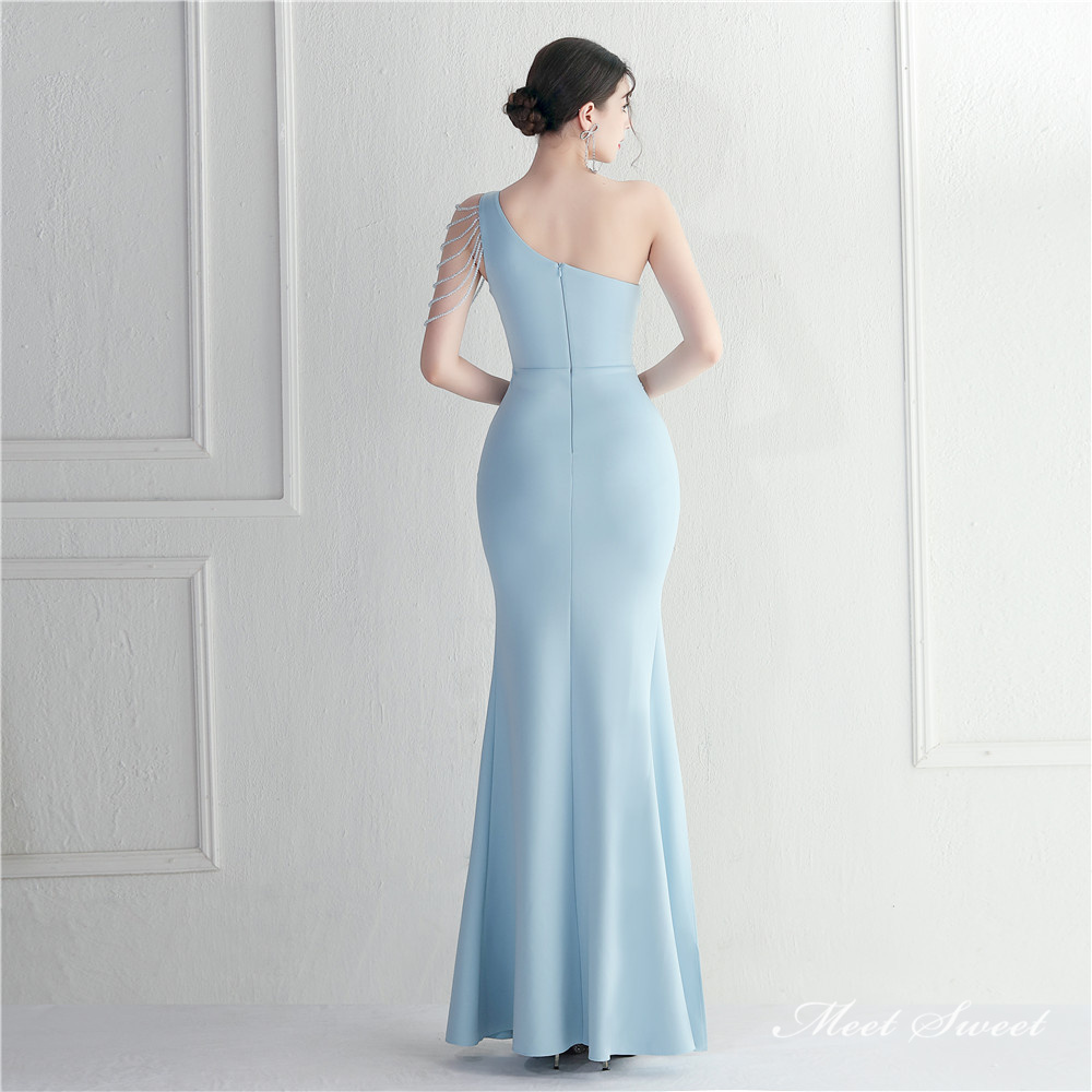 カラードレス マーメイドドレス パーティードレス ウェディングドレス ワンショルダー スリット ノースリーブ 演奏会 結婚式 ロングドレス 披露宴 二次会 発表会