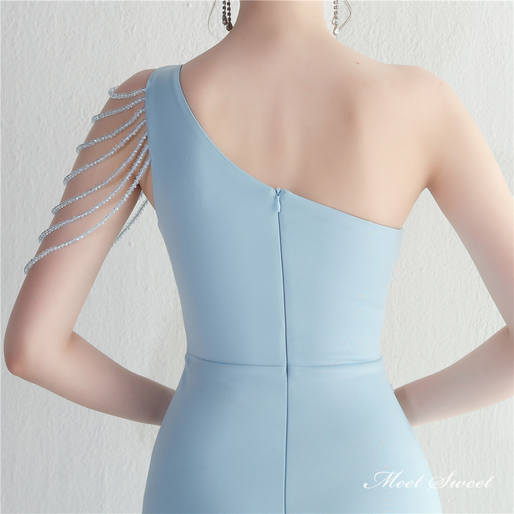 カラードレス マーメイドドレス パーティードレス ウェディングドレス ワンショルダー スリット ノースリーブ 演奏会 結婚式 ロングドレス 披露宴 二次会 発表会