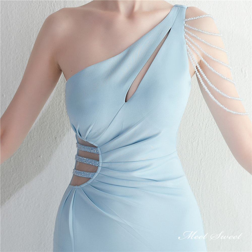 カラードレス マーメイドドレス パーティードレス ウェディングドレス ワンショルダー スリット ノースリーブ 演奏会 結婚式 ロングドレス 披露宴 二次会 発表会