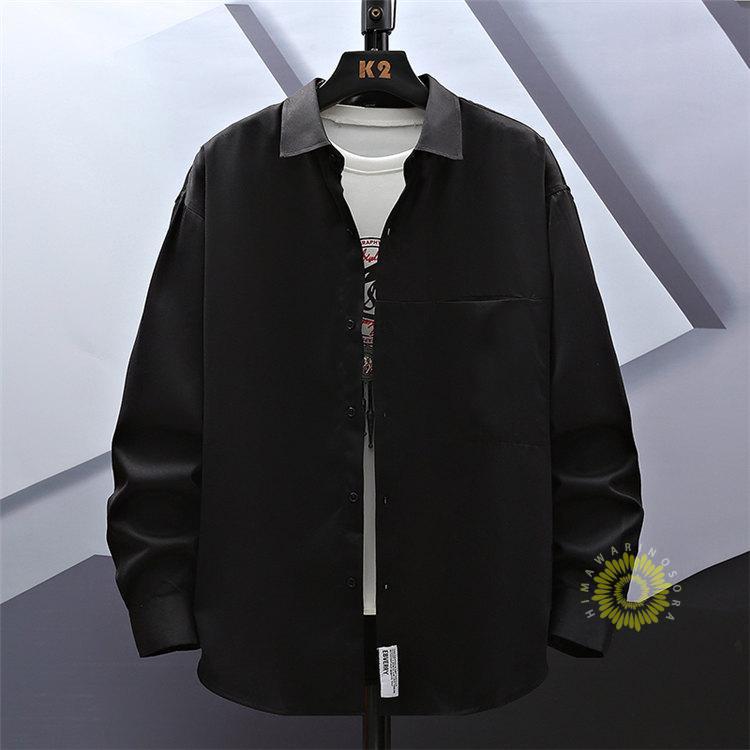 シャツ 白シャツ メンズ 長袖シャツ カジュアルシャツ 無地 秋服2023 秋 ファッション トップス 通勤 ワインシャツ 