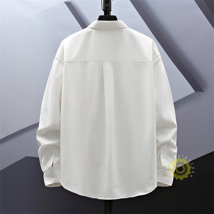 シャツ 白シャツ メンズ 長袖シャツ カジュアルシャツ 無地 秋服2023 秋 ファッション トップス 通勤 ワインシャツ 