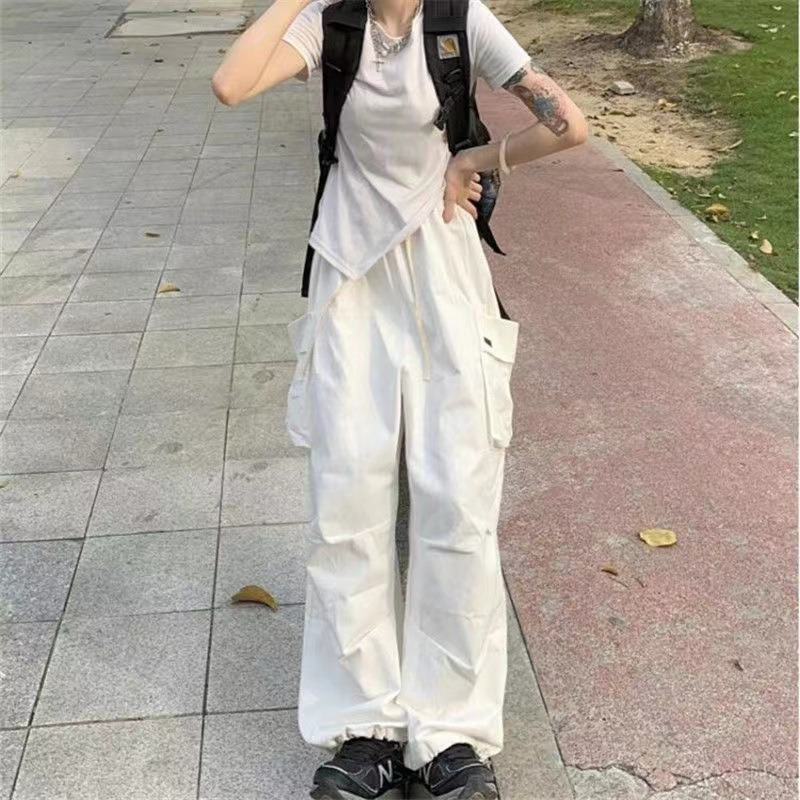 カーゴパンツ レディース ミリタパンツ ワイドパンツ ウエストゴム テーパードパンツ ヒップホップ ワークパンツ ロング丈 ダンス衣装 ゆったり 