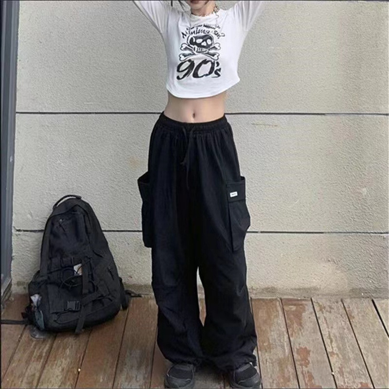 カーゴパンツ レディース ミリタパンツ ワイドパンツ ウエストゴム テーパードパンツ ヒップホップ ワークパンツ ロング丈 ダンス衣装 ゆったり 