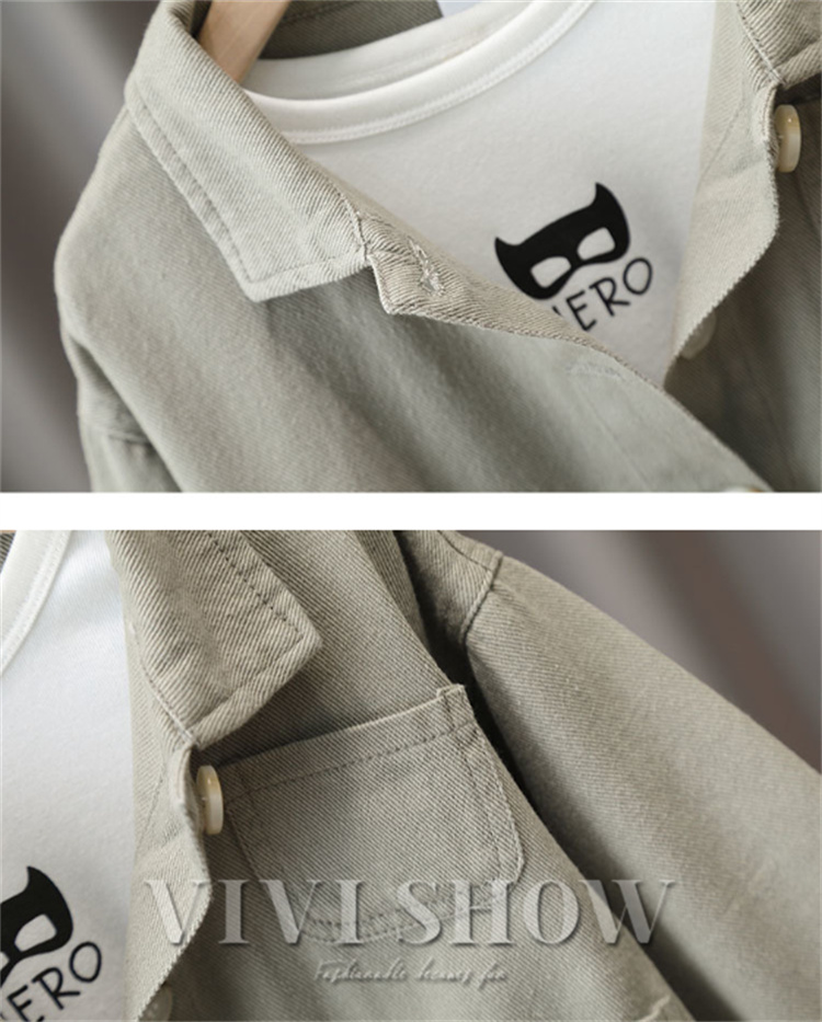 キッズ アウター 長袖 トップス ゆったり 襟付き シンプル ポケット 着やすい カジュアル 動きやすい おしゃれ あわせやすい 