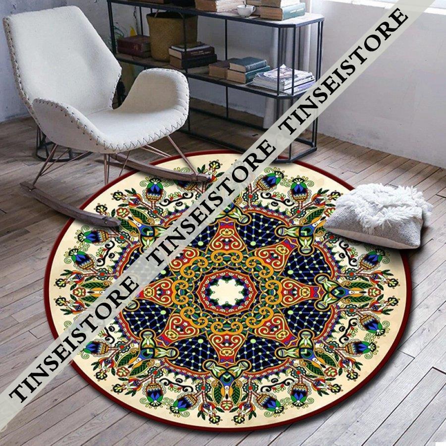 ラグカーペット レトロ トルコ風 マンダラフラワー フロアマット 滑り止め 寝室 四季通用 デンカーペット キリム調 センターラグ トルコ絨毯 抽象芸術 花模様 