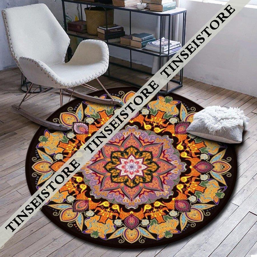 ラグカーペット レトロ トルコ風 マンダラフラワー フロアマット 滑り止め 寝室 四季通用 デンカーペット キリム調 センターラグ トルコ絨毯 抽象芸術 花模様 