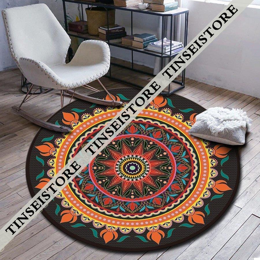 ラグカーペット レトロ トルコ風 マンダラフラワー フロアマット 滑り止め 寝室 四季通用 デンカーペット キリム調 センターラグ トルコ絨毯 抽象芸術 花模様 