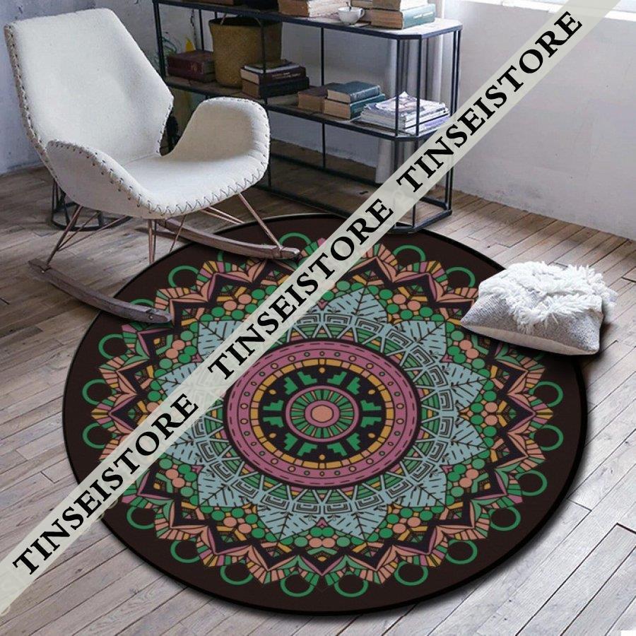 ラグカーペット レトロ トルコ風 マンダラフラワー フロアマット 滑り止め 寝室 四季通用 デンカーペット キリム調 センターラグ トルコ絨毯 抽象芸術 花模様 