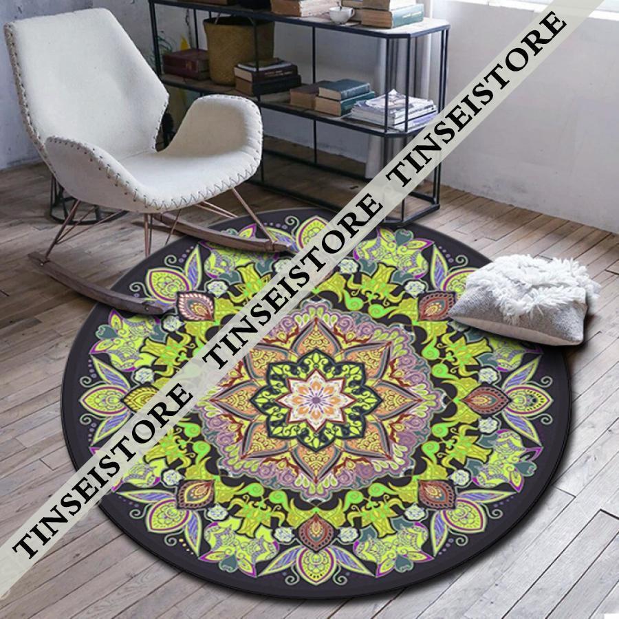 ラグカーペット レトロ トルコ風 マンダラフラワー フロアマット 滑り止め 寝室 四季通用 デンカーペット キリム調 センターラグ トルコ絨毯 抽象芸術 花模様 