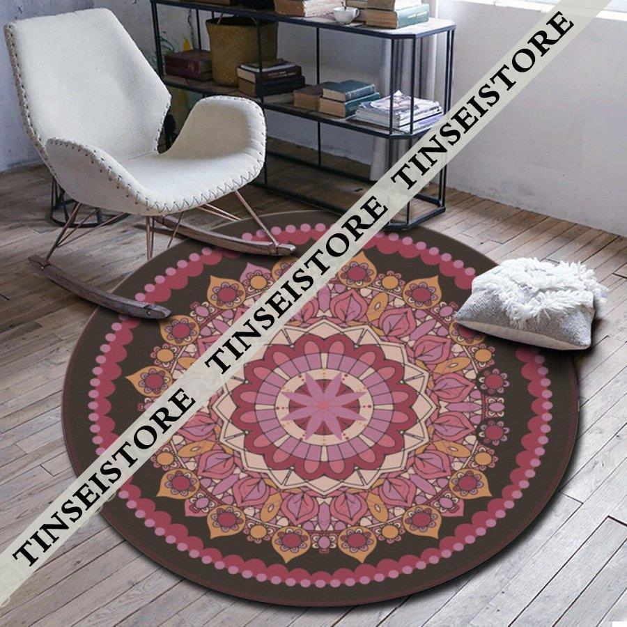 ラグカーペット レトロ トルコ風 マンダラフラワー フロアマット 滑り止め 寝室 四季通用 デンカーペット キリム調 センターラグ トルコ絨毯 抽象芸術 花模様 
