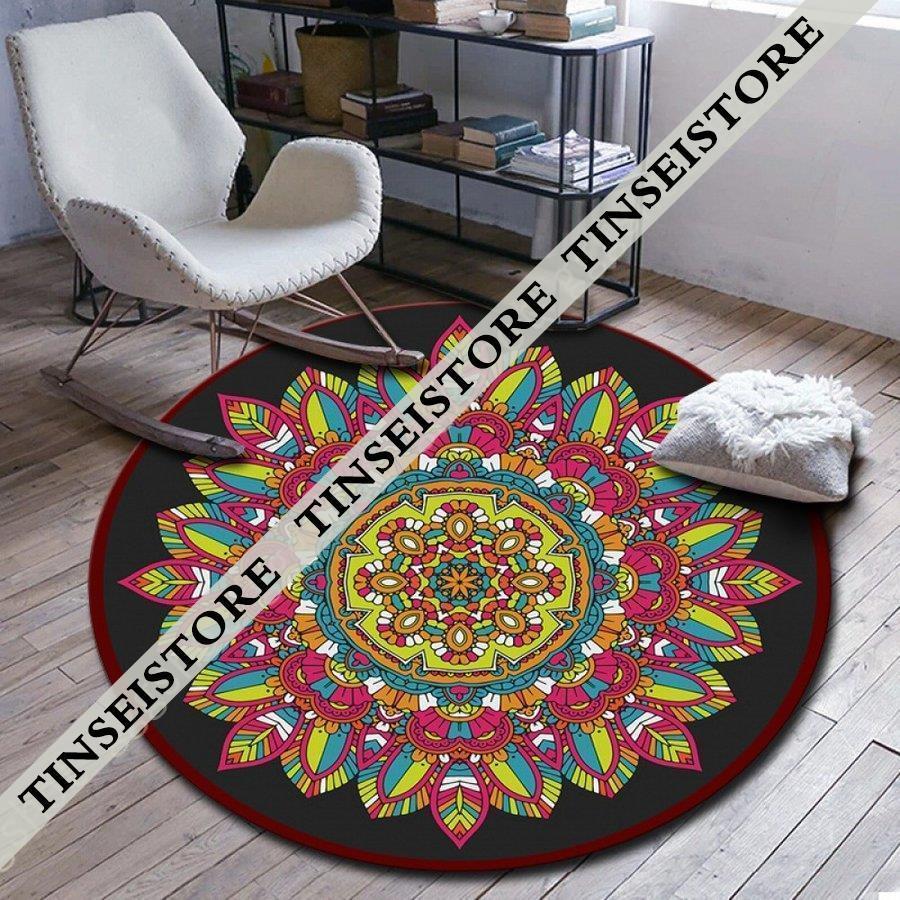 ラグカーペット レトロ トルコ風 マンダラフラワー フロアマット 滑り止め 寝室 四季通用 デンカーペット キリム調 センターラグ トルコ絨毯 抽象芸術 花模様 