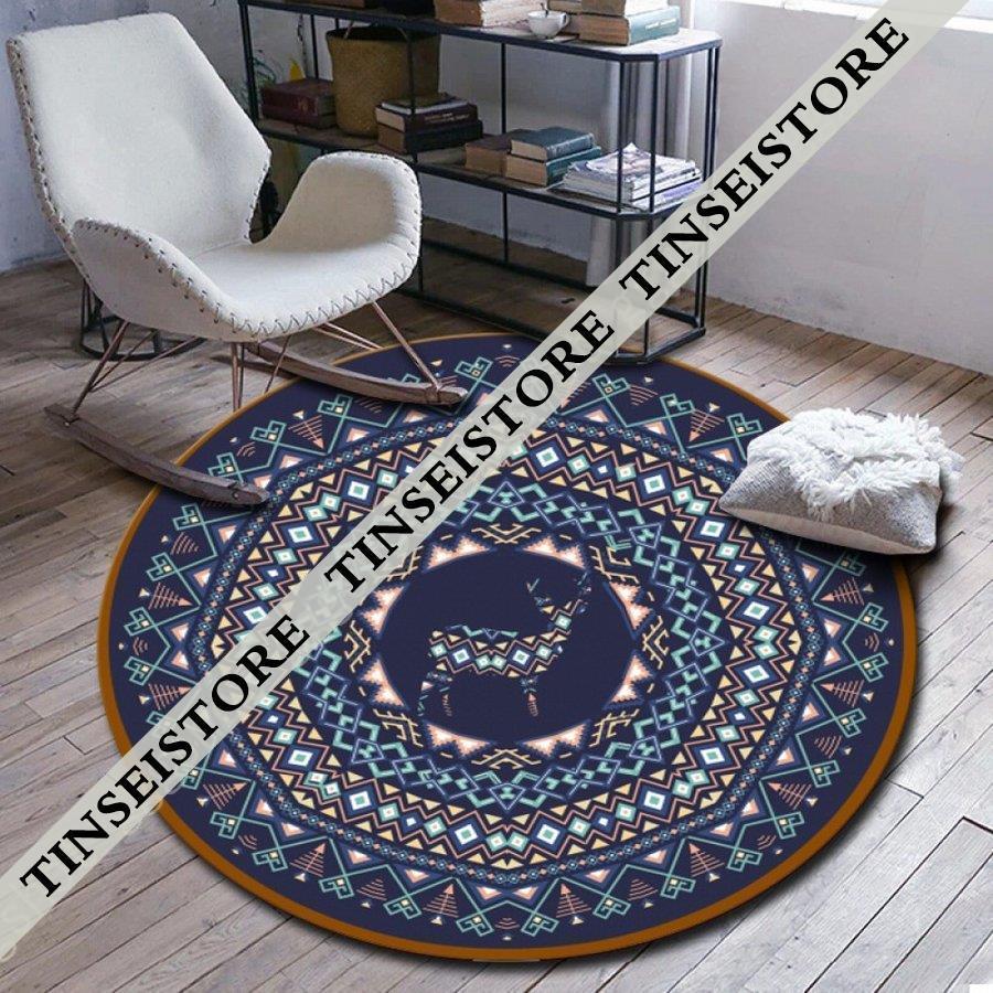 ラグカーペット レトロ トルコ風 マンダラフラワー フロアマット 滑り止め 寝室 四季通用 デンカーペット キリム調 センターラグ トルコ絨毯 抽象芸術 花模様 