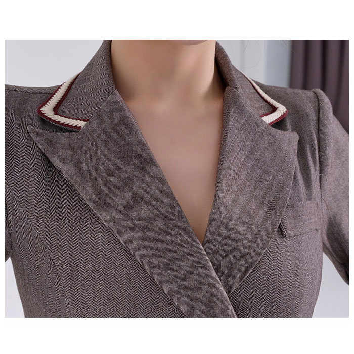 襟付きカシュクール胸元 ダブルボタンスーツ風ショートワンピース グレー キャバ スナック 服 韓国 レディース 