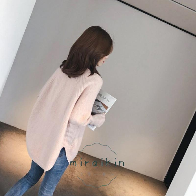 チュニック トップス ニット セーター レディース ラウンドヘム模様編みニット 女性 長袖 かわいい 春 冬 薄手 トップス 秋 ゆったり スリット入り 