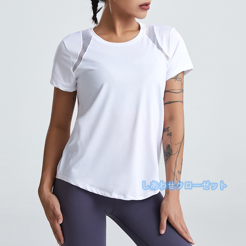 ヨガウェア レディース トップス 半袖 Tシャツ ホットヨガ フィットネス ランニングウェア かわいい スポーツウェア おしゃれ 吸汗 速乾 