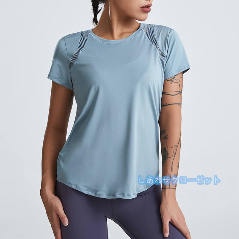 ヨガウェア レディース トップス 半袖 Tシャツ ホットヨガ フィットネス ランニングウェア かわいい スポーツウェア おしゃれ 吸汗 速乾 