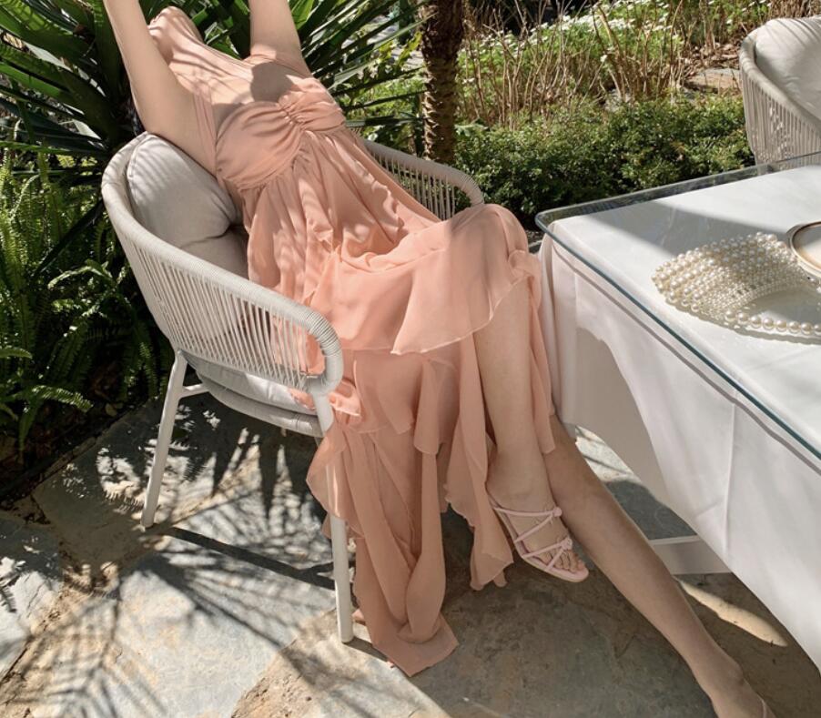 レディース パーティードレス ワンピース イブニングドレス オフショルダー ノースリーブ シフォン 首掛け セクシー 演奏会 披露宴 バックレス 