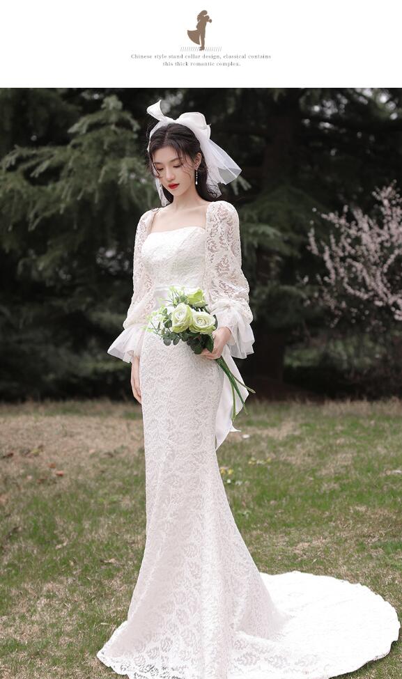 ウエディングドレス マーメイドドレス レース 刺繍 ロング イブニングドレス 演奏会 花嫁 結婚式 披露宴 サテン お呼ばれ ドレス ピアノ発表会 二次会 