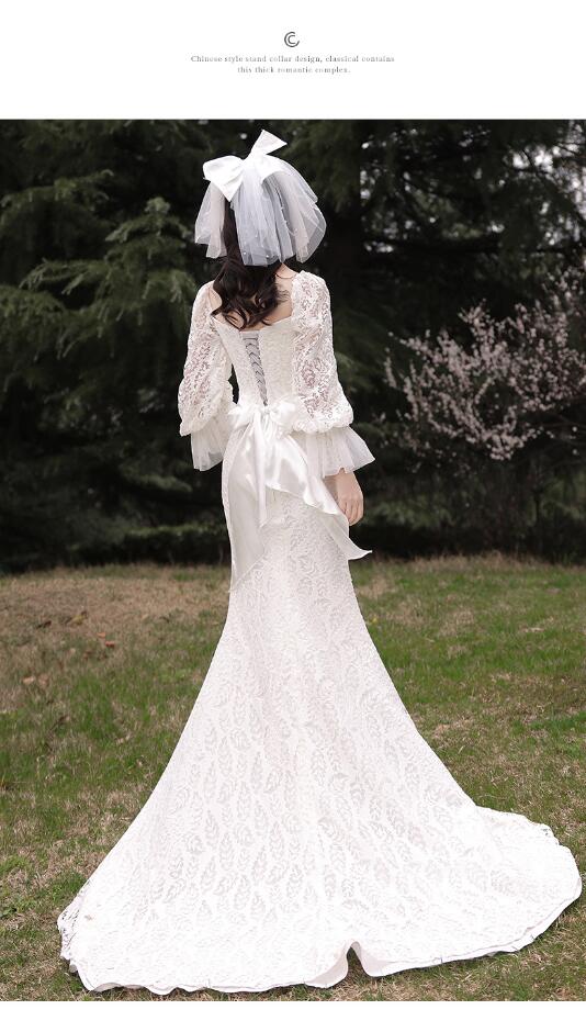 ウエディングドレス マーメイドドレス レース 刺繍 ロング イブニングドレス 演奏会 花嫁 結婚式 披露宴 サテン お呼ばれ ドレス ピアノ発表会 二次会 