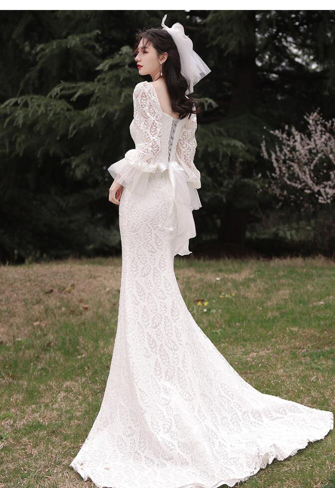 ウエディングドレス マーメイドドレス レース 刺繍 ロング イブニングドレス 演奏会 花嫁 結婚式 披露宴 サテン お呼ばれ ドレス ピアノ発表会 二次会 