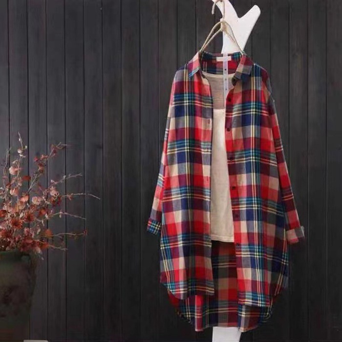 チェックシャツ シャツ ロングシャツ ロングブラウス レディース 長袖 春秋 着痩せ おしゃれ カジュアル きれいめ トップス チェック柄 
