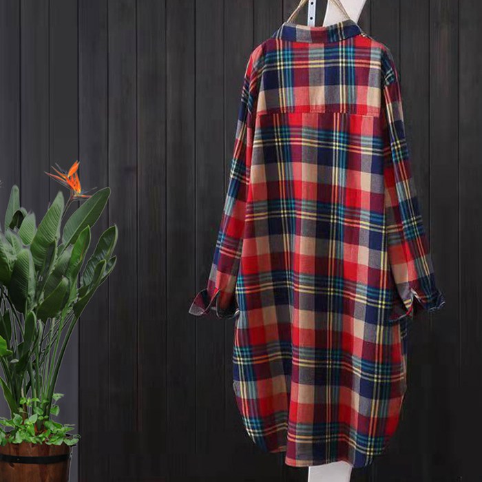 チェックシャツ シャツ ロングシャツ ロングブラウス レディース 長袖 春秋 着痩せ おしゃれ カジュアル きれいめ トップス チェック柄 