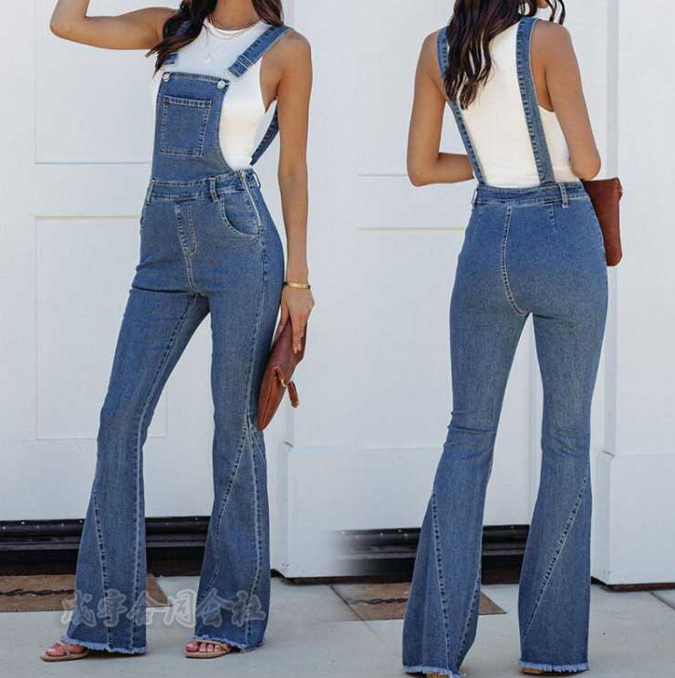 レディース デニムサロペット オーバーオール デニム サロペットパンツ ジーンズ サロペット 着痩せ 可愛い 大人 きれいめ ロング パンツ ワイド カジュアル 