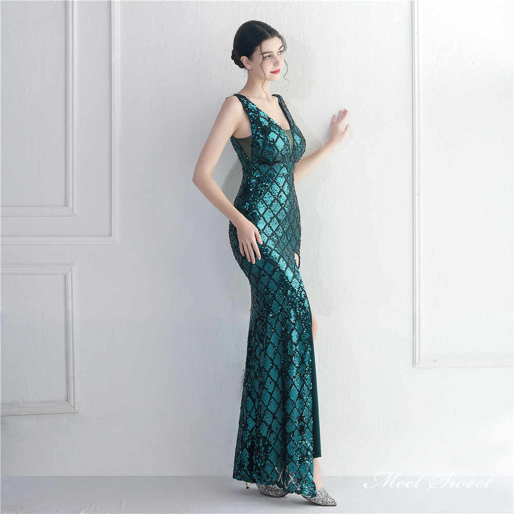 カラードレス マーメイドドレス パーティードレス ノースリーブ スリット イブニングドレス 二次会 ウェディングドレス 結婚式 発表会 スパンキラキラ 