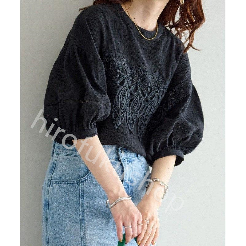 シャツ ブラウス 春秋 レディース トップス 前後2WAY 上品 羽織り きれいめ 無地 重ね着 カジュアル 七分袖 レース 綿 可愛い おしゃれ 