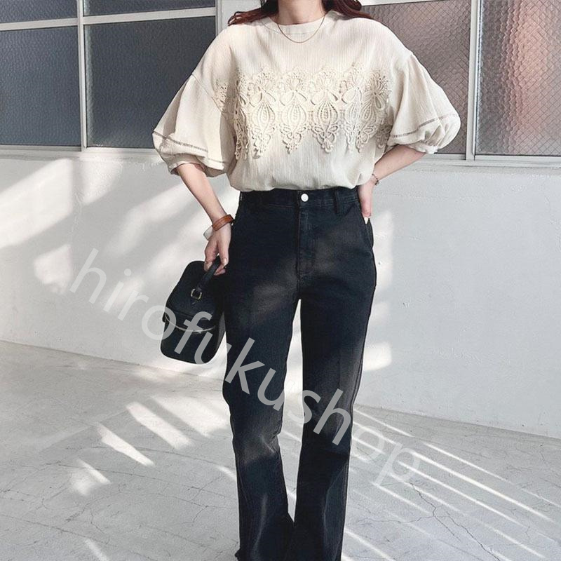 シャツ ブラウス 春秋 レディース トップス 前後2WAY 上品 羽織り きれいめ 無地 重ね着 カジュアル 七分袖 レース 綿 可愛い おしゃれ 