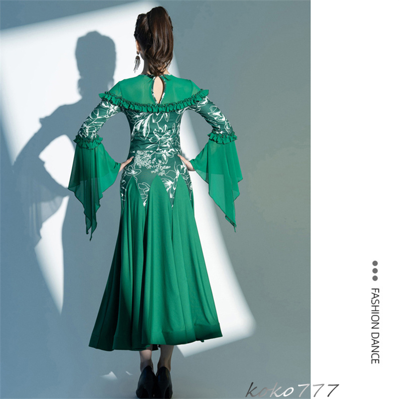 ロングドレス レディース ワンピース ラテンダンス カラードレス パーティー 発表会 公演 洋服 コスチューム ワルツ ナショナルダンス 舞台衣装 モダンダンス 