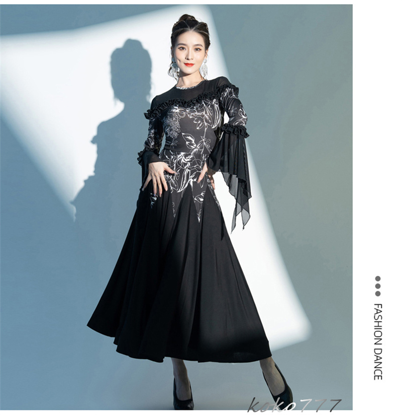 ロングドレス レディース ワンピース ラテンダンス カラードレス パーティー 発表会 公演 洋服 コスチューム ワルツ ナショナルダンス 舞台衣装 モダンダンス 