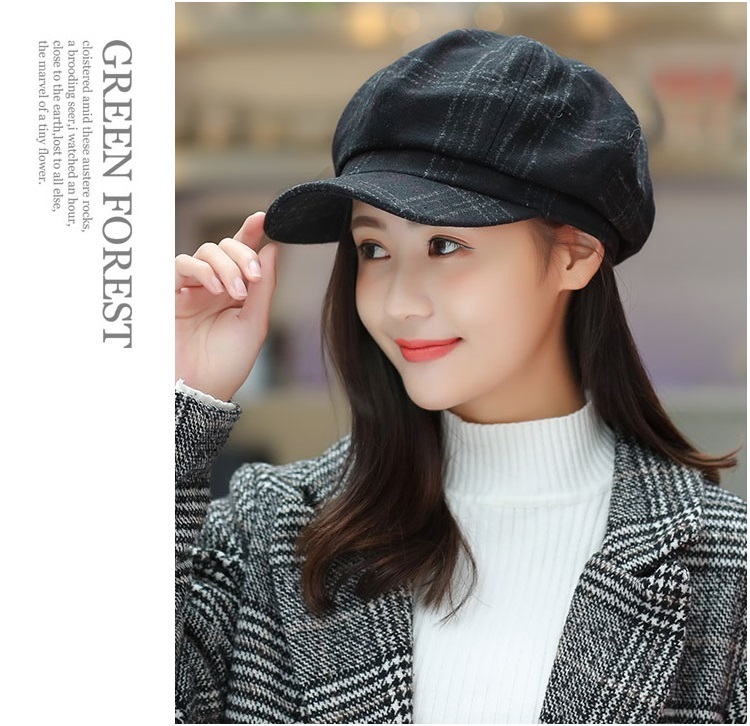 帽子 レディース キャスケット 秋冬 キャップ チェック柄 防寒厚い 小顔効果 すっぴん 暖かい 隠し UV 紫外線 