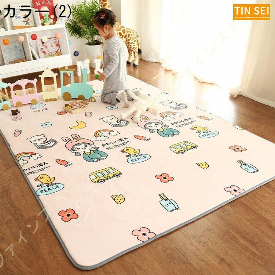 プレイマット ラグ 大きいサイズ 長方形 正方形 子供 アニマル柄 列車 キッズマット 子供部屋 優しい 滑り止めマット 面白い 汽車 マイクロファイバー 洗える 